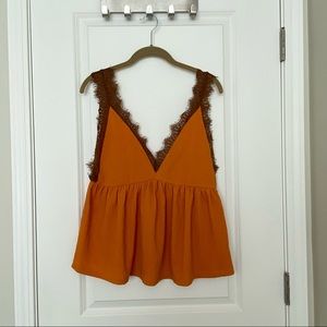 Urban Outfitters Golden Yellow Peplum Tank Top